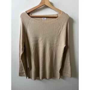 ZYIA ecru ribbed delphine sweater women's size large new with tags!